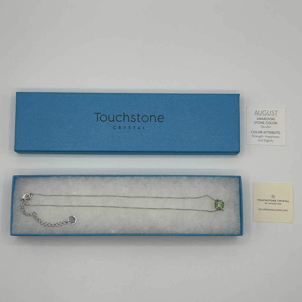 Touchstone Crystal Swarovski Peridot‎ Green Pendant Necklace August Birthstone